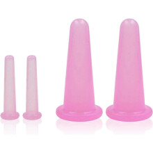 4 Pcs Facial Cupping Set,Natural Silicone Facial Massage Cup for Body,Face,Neck,Back,Eye Massage,Vacuum Tank,Perfect for Body,Facial Care,Anti-Aging