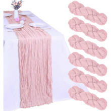 6 Pack Pink Cheesecloth Table Runner Valentine’s Day 10FT Cheese Cloth Boho Gauze Fabric Table Runner 35 x 120 Inch Rustic Sheer for Holiday Wedding