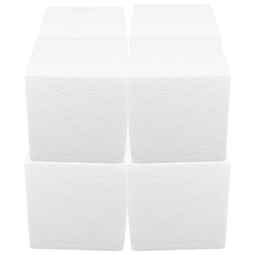 8Pcs Stable Foam Blocks for Crafts White Polystyrene Square Cubes