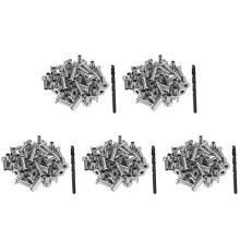 200 Pack T316 Stainless Steel Protector Sleeves for 1/8 Inch Wire Rope Cable Railing DIY Balustrade with 5Pc Drill Bit