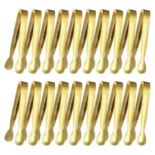 20Pcs Small Gold Serving Tongs Stainless Steel Appetizers Grabbers Metal Buffet Food Tong Versatile Kitchen