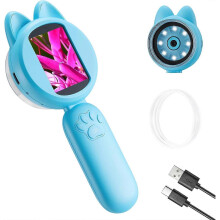 Kids Microscope, 30X Handheld Pocket Microscope for Kids with 2'' Screen& Light, Mini Digital Magnifying Glass for Educational Science and Hobby, Lik