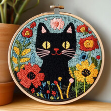 Punch-Needle-Set „Schwarze Katze“ – DIY-Stickset mit