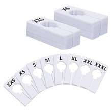 40 Pack Rectangular White Plastic Clothing Size Closet Rack Dividers Hangers, Preprinted in 8 Sizes,White