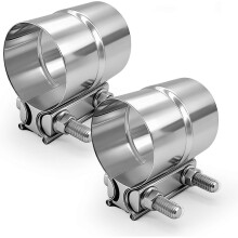 2.5 Inch Exhaust Clamp, 2 1/2 Lap Joint Band Clamp Stainless Steel 304 for 2.5" Od To 2.64" Od Exhaust Pipe, Muffler, Elbow, Exhaust Tubing Connection
