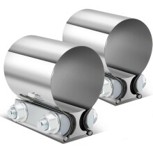 (Pack of 2) 2 Inches Butt Joint Band Exhaust Muffler Seal Clamps Sleeve, Universal Use for 2" Outer Diameter Pipe, Stainless Steel