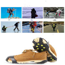 (M) 10 Studs Anti-Skid Ice Winter Snow Shoes Spikes Grips Climbing For Man