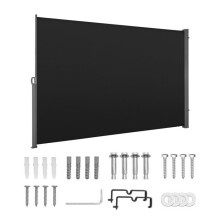 Store Latéral Rétractable-Duoku-180x300 cm-Écran de Confidentialité Résistant à l'Eau-Séparation D'espace-Noir