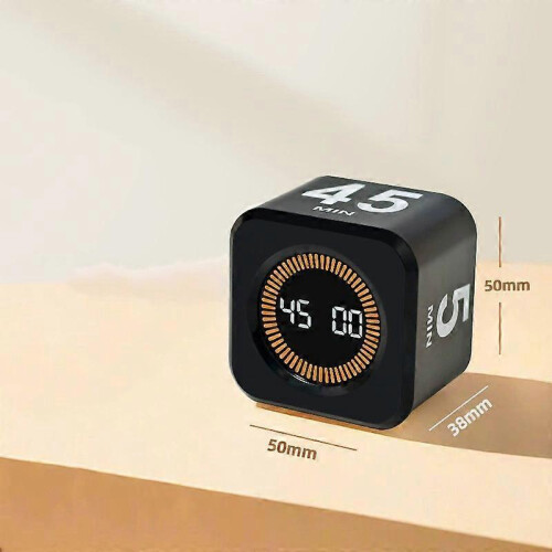 2025 Newest Pomodoro Timer, 5, 25, 10, 50 Minutes Presets, Desk Efficiency Cube, with Gravity Sensor, for ADHD Patients, Mute Function, Creative