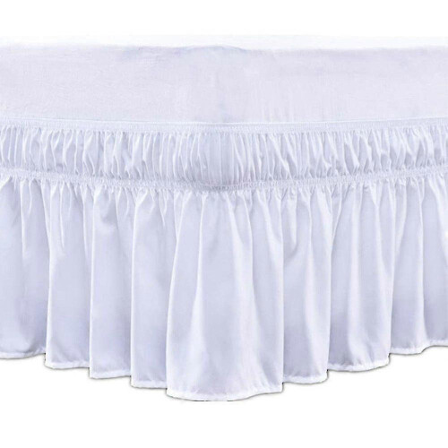 White elastic bed skirt with duster, ruffle, voluminous, 135*200+38cm