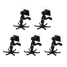 360 Rotating Utensil Holder Hook, 5-Piece Set, Self-Adhesive, Strong Load-Bearing, for Kitchen Bathroom Wardrobe