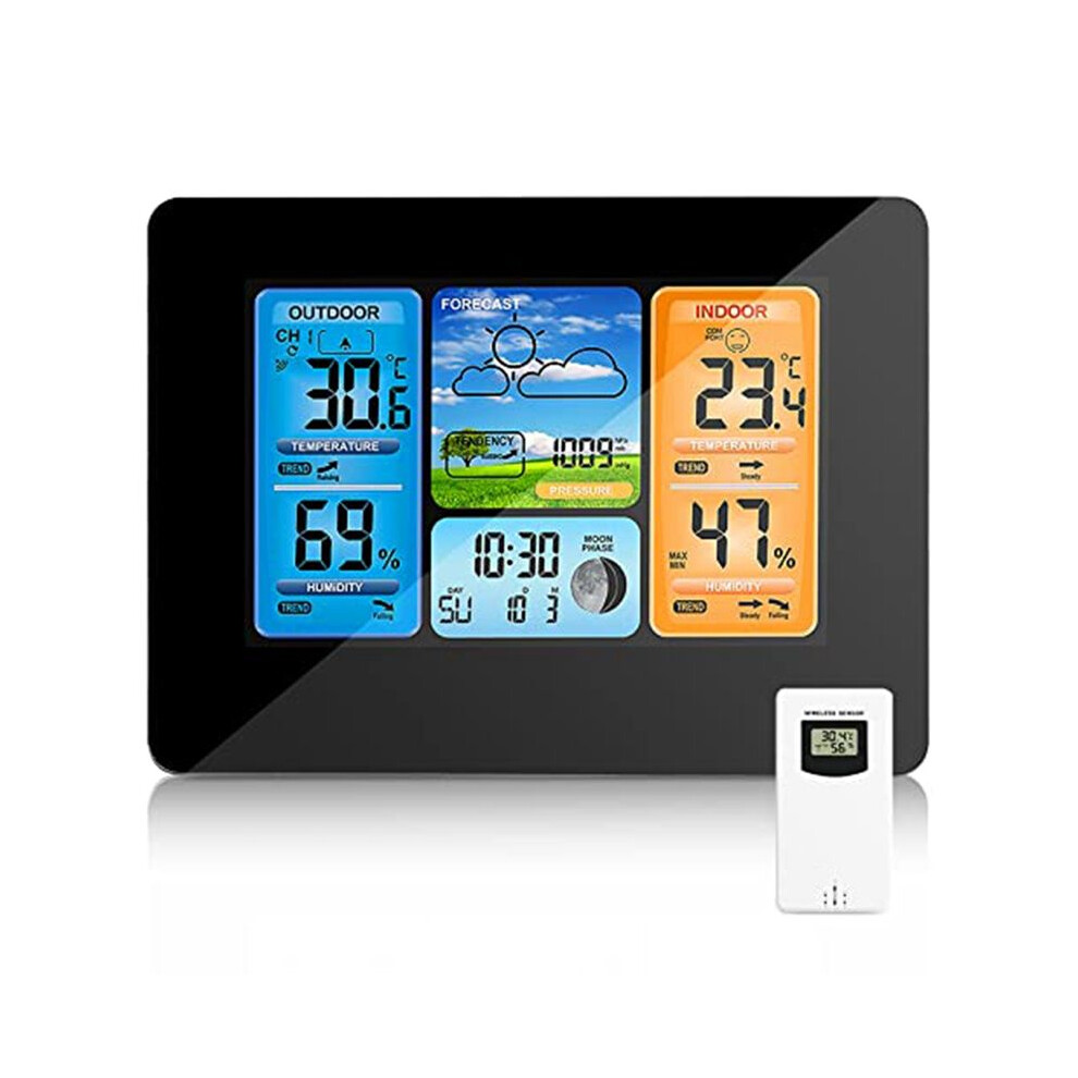 Wireless Weather Station Indoor and Outdoor Thermometer, Forecast Station Temperature and Humidity Monitoring Barometer