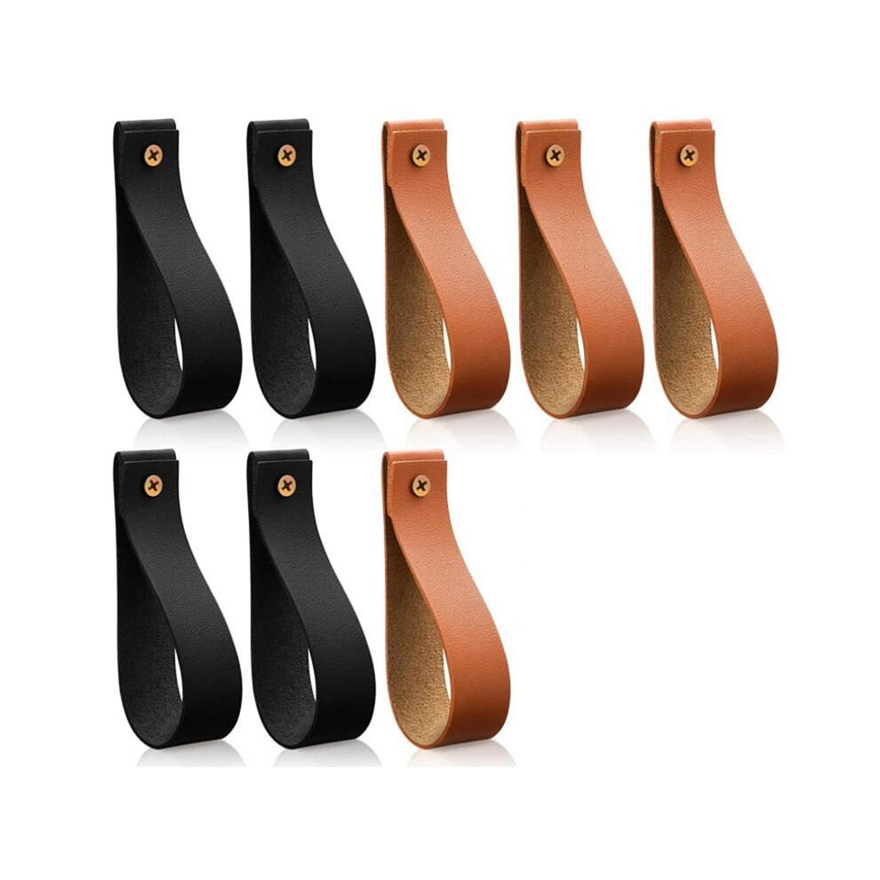 8Pcs Pu Leather Wall Hooks Wall Hanging Strap Leather Curtain Rod Holder Pebbled Leather Straps Hanger Towel Hook 6034064162781