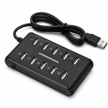 LUPO 10 Ports HUB - Slim High Speed USB 2.0 Multi Expansion - Plug and Play - Compatible with PC Windows and Mac Computers -...