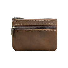 Menstrual Leather 2-Zipper Coin Wallet with Card Holder And Coin Regulator for Men