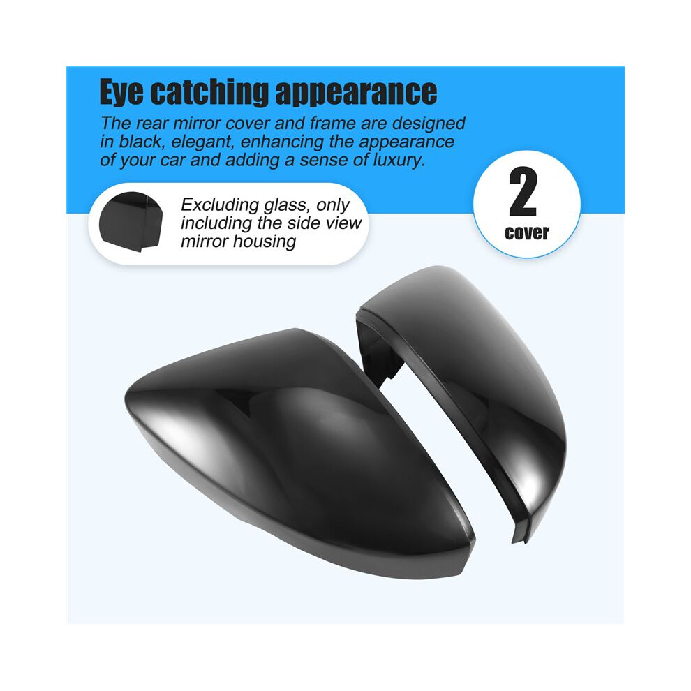 Glossy Car Rearview Mirror Covers Side Wing Mirror Caps For Octavia Mk3 A7 5E 2014-2019 For T-Roc Black 4713377891008