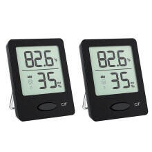 Humidity Gauge, Room Thermometer Hygrometer, Size Indoor Thermometer with Air Comfort Indicator, Black, 2 Packs