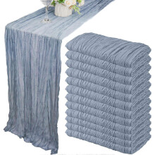 12 Pack 10Ft Cheesecloth Table Runner 35x120 Inch Boho Gauze Table Runner Rustic Cheese Cloth Long Romantic Table Runners for Wedding Bridal Shower B