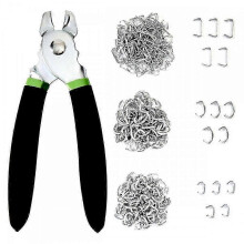 Hog Ring Pliers Kit with 270Pcs 3/4in 1/2in 3/8in Galvanized Steel Hog Rings,Hog Ring Pliers Kit for