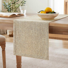 Burlap Style Farmhouse Table Runners 60 Inches Long, Beige Rustic Woven Dining Table Runner for Everyday Use, 14x60 Inches, Oatmeal Beige
