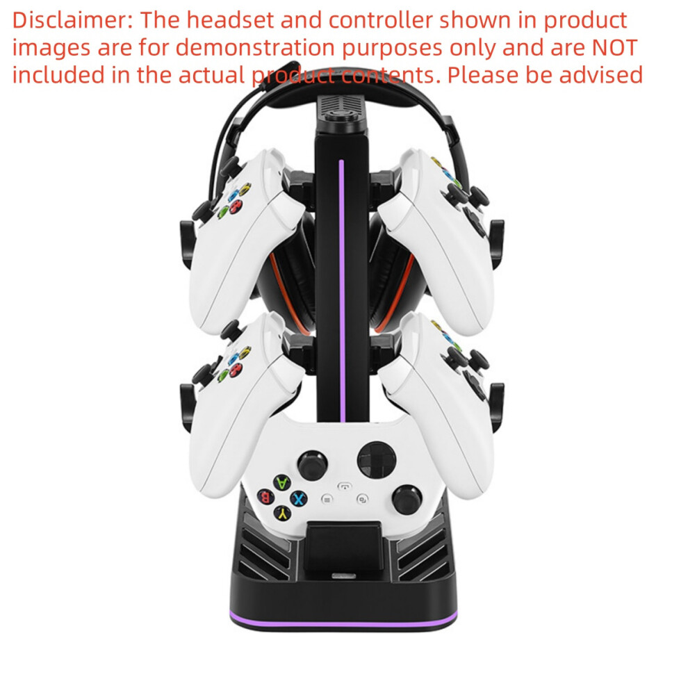 Rgb All-In-One Gaming Organizer: Xbox Controller Charging Station With Headset Stand - Multi-Device Dock & Led Lighting 9050643128679