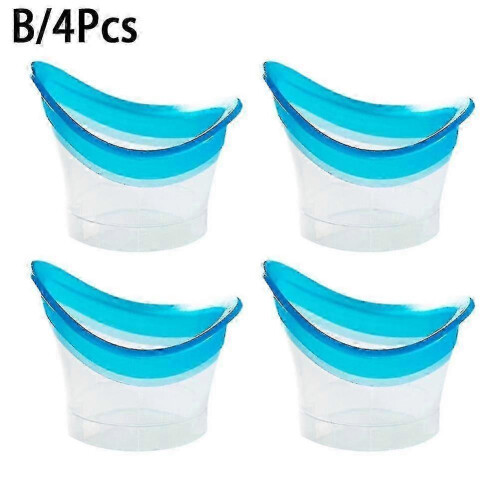 (Blue) 4pcs Eyewash Cup Silicone Resuable Soft Eye Bath Cup Eye Wash