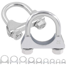 2Pcs 1-1/4"(32mm) Exhaust U Clamp, Muffler U-Bolt Clamps, U Bolt Saddle Exhaust Clamp, U Bolt Muffler Tip Exhaust Hook Exhaust Clip U Bolt Clamp for E