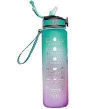 (Style 6) 1000ml Free Motivational With Time Marker Fitness Jugs Gradient Color Cups Outdoor Frosted Water Bottle