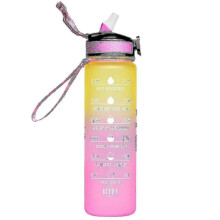 (Style 5) 1000ml Free Motivational With Time Marker Fitness Jugs Gradient Color Cups Outdoor Frosted Water Bottle