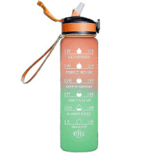 (Style 4) 1000ml Free Motivational With Time Marker Fitness Jugs Gradient Color Cups Outdoor Frosted Water Bottle