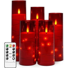 Flameless LED Candles with Timer 5 Pc Flickering Flameless Candles for Romantic Ambiance and Home Decoration Stable Acrylic Shell,with Embedded Star