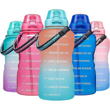 Large 1 Gallon Motivational Water Bottle with Paracord Handle & Removable Straw - Leakproof Tritan BPA Free Fitness Sports Water Jug with Time Marker