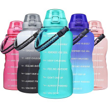 JUSCH Large 1 Gallon Motivational Water Bottle with Paracord Handle & Removable Straw - Leakproof Tritan BPA Free Fitness Sports Water Jug with Time M