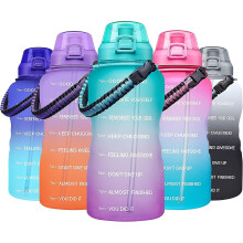 JUSCH Large 1 Gallon Motivational Water Bottle with Paracord Handle & Removable Straw - Leakproof Tritan BPA Free Fitness Sports Water Jug with Time M
