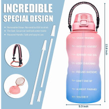 JUSCH Large 1 Gallon Motivational Water Bottle with Paracord Handle & Removable Straw - Leakproof Tritan BPA Free Fitness Sports Water Jug with Time M