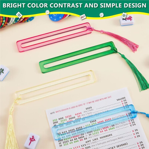 4 Pcs Mahjong  Finder, Bright Acrylic Mahjong  Reader for Beginners, Thickened Rules Reader 1