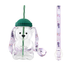 (4) The new 2025 Teed Bear straw cup is an adorable bear-shaped glass with a lid and straw, perfect for iced coffee, milk tea, and cocktails.