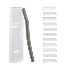 Eyebrow Razor with 11 Blades for Women & Men, Face Eye Brow Trimmer Shaper, Non-slip Facial Shaver with Precision Cover,Black  Black