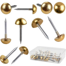 30 Pcs Retro Solid Pure Brass Tacks, 1/2",12 mm Upholstery Nails for Furniture, Decorative Brass Nails for Wood, Carpet Tacks, Cap Nails,Thumb Tacks,