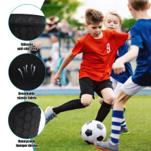 Espinilleras de Fútbol con Almohadillas Anticolisión de Panal, Mangas de Compresión para Piernas para Niños y Adultos (Tallas S)