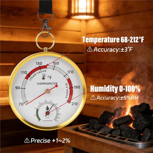 Sauna Thermometer and Hygrometer Combo with Dual Mount - Precise Climate Control for All Sauna Types 2