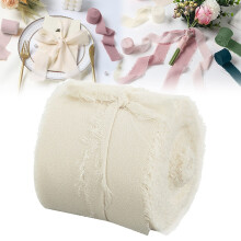 Handgemaakt chiffonlint 1,5" x 5 yard grijs met franjes