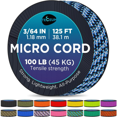 Micro-Paracord 1,18 mm  125 Fuß, blauer Schlangendraht