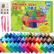 Kit de arcilla de secado al aire de 32 colores con 3 herramientas y guía.