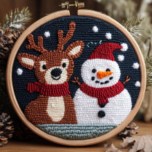 Punch Needle Kit Rentier Schneemann Anfängerset