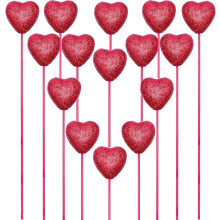 20 phíosa Piocóidí Croí Cúr Glitter, 22cm Dearg Bándearg Vailintín