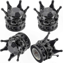 Universal Chrome Crown Tire Valve Caps - 4PCS Bling Crystal Rhinestone Car Accessories