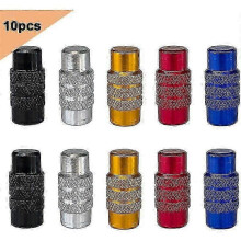 SZW-10Pcs Premium Valve Caps, Aluminum Alloy Tire Valve Stem Cap, Knurled Tire Valve Dust Cover, Universal Valve Dust Caps (5 Colors)