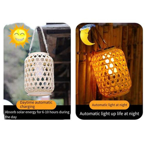 2Pcs Outdoor Solar Lantern with Handle Hanging Light, Waterproof Solar Lantern, LED Decorative 2