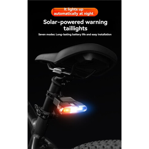 Bicycle Tri-Color Variable Light Taillight with USB and Solar Dual Charging, High-Brightness COB Strobe Light 1